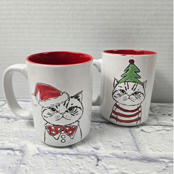 NWT Grumpy Cat set of 2 Holiday Mugs Ceramic Christmas Coffee Tea Hot Chocolate - Picture 5 of 16